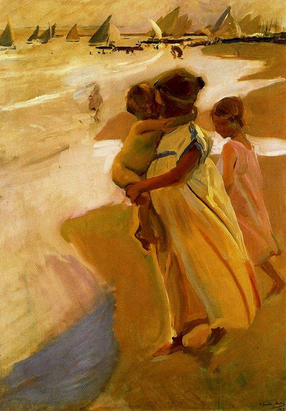 Bathing at Valencia, vintage artwork by Joaquin Sorolla y Bastida, 12x8" (A4) Poster