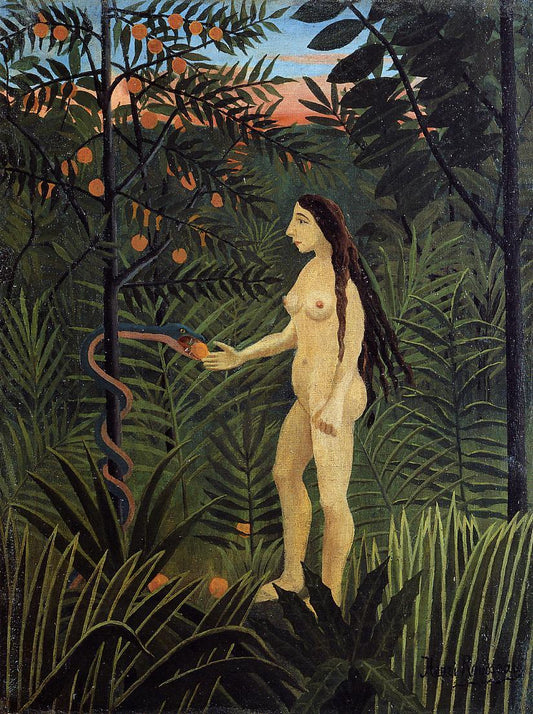 Eve and the Serpent, vintage artwork by Henri Rousseau, 12x8" (A4) Poster