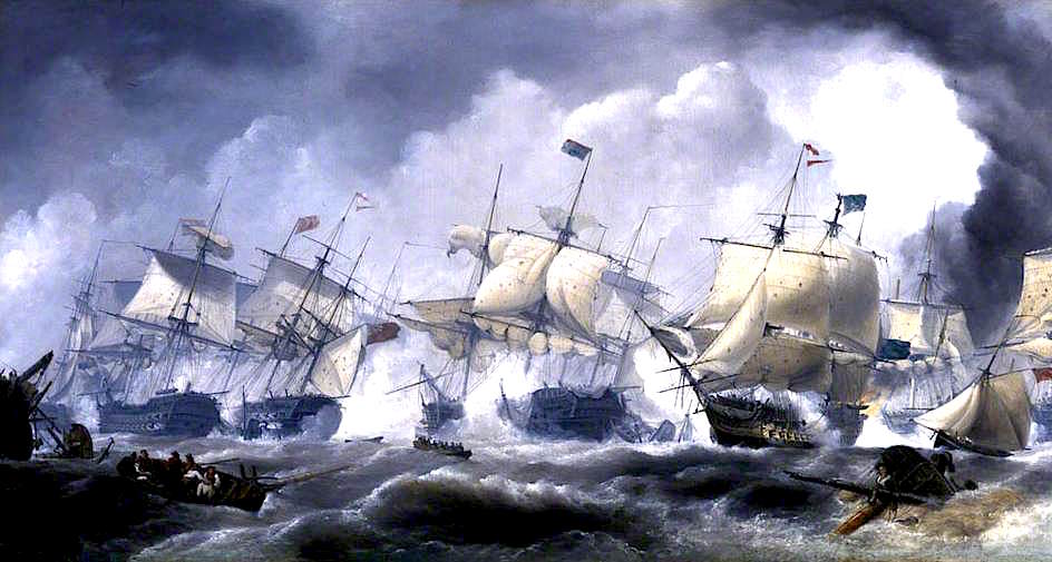 The Battle of Camperdown, 11 October 1797, vintage artwork by George Paul Chambers, Sr., A3 (16x12") Poster Print