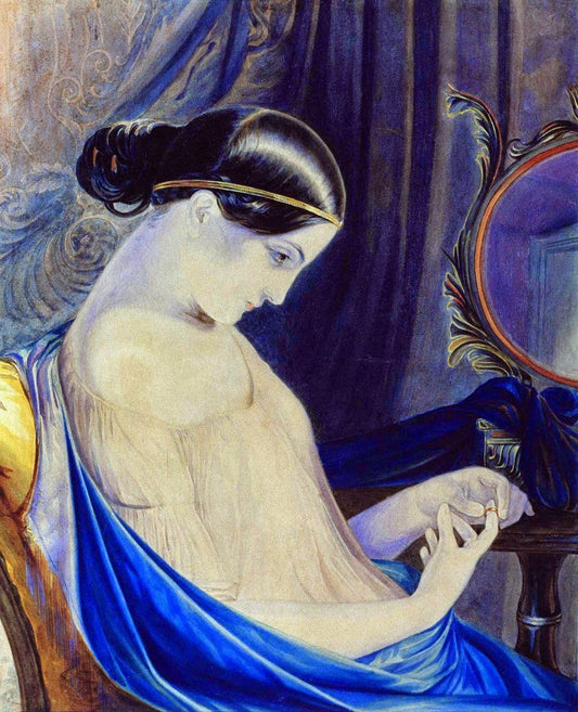 Girl with a Ring, vintage artwork by Fedor Moller, A3 (16x12") Poster Print