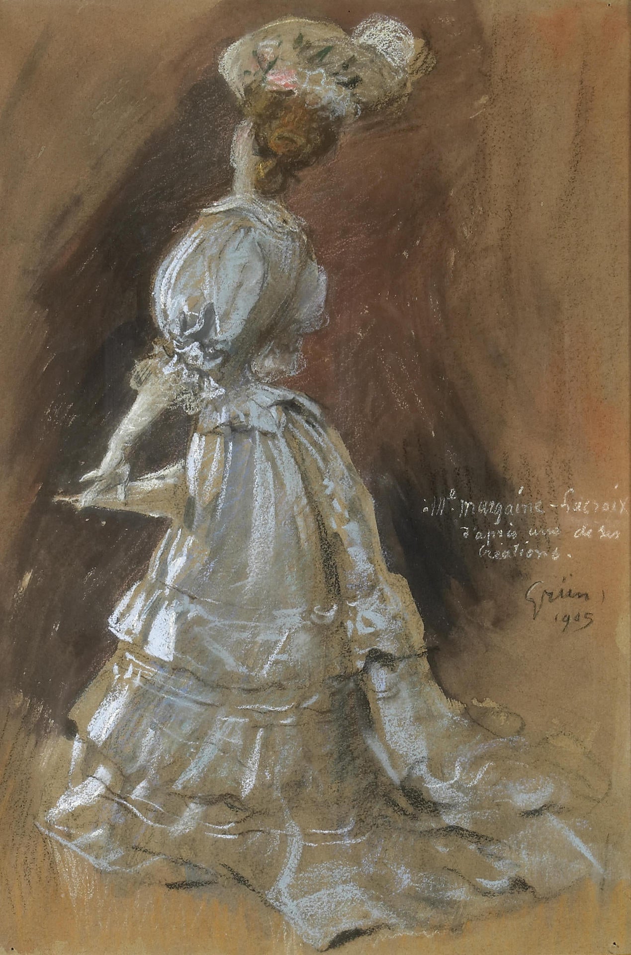 An Elegant Lady with a Parasol by Jules-Alexandre Grun,A3(16x12")Poster