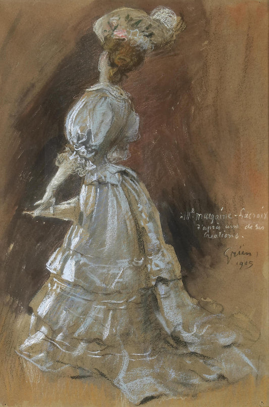 An Elegant Lady with a Parasol by Jules-Alexandre Grun,A3(16x12")Poster