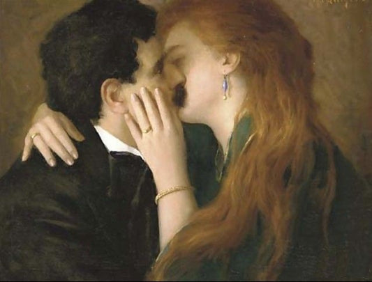 Passionate Kiss, vintage artwork by Richard Mauch, 12x8" (A4) Poster