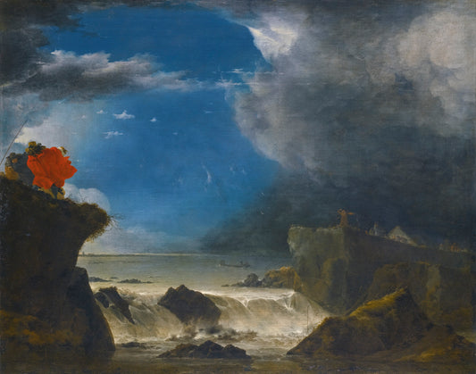 The Breach of the Sint Anthonisdijk on the Night of 5-6 March, vintage artwork by Jan Asselijn, 12x8" (A4) Poster