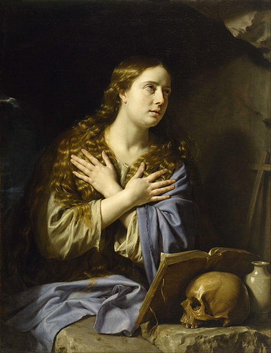 The Repentant Magdalen, vintage artwork by Philippe de Champaigne, 12x8" (A4) Poster