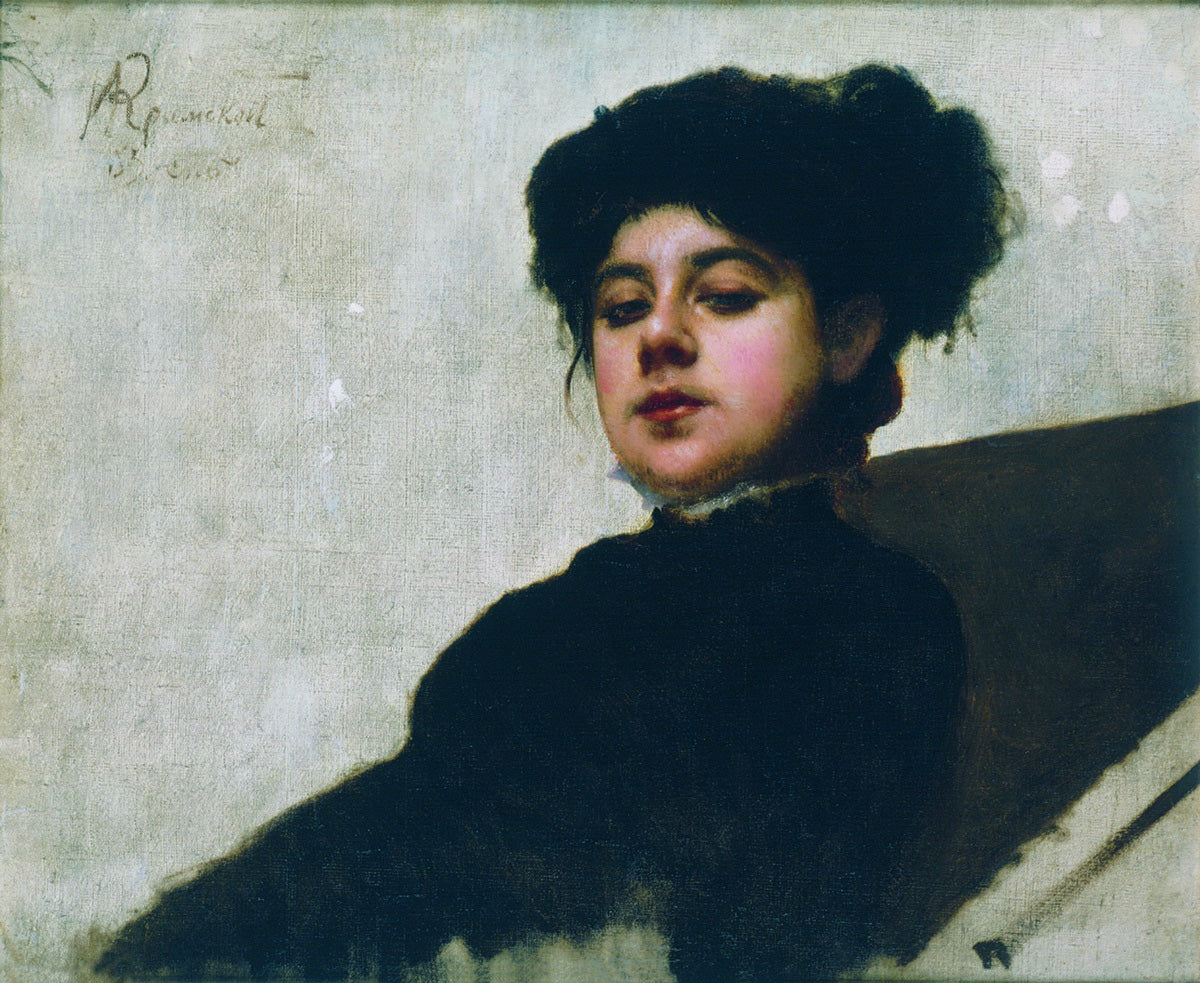 Portrait of an Unknown Woman (study), vintage artwork by Ivan Kramskoi, 12x8" (A4) Poster