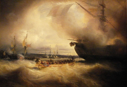 Louis Philippe and His Family in the Harbor of Cherbourg, vintage artwork by Theodore Gudin, A3 (16x12") Poster Print