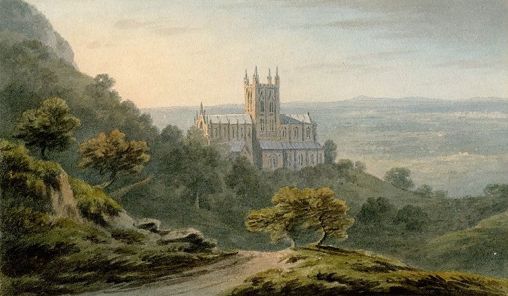 Malvern Abbey, vintage artwork by John Warwick Smith, 12x8" (A4) Poster