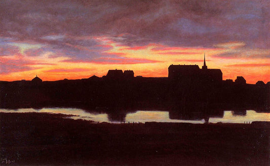 Sunset by  Tjörnin, vintage artwork by Thorarin Benedikt Thorlaksson, 12x8" (A4) Poster