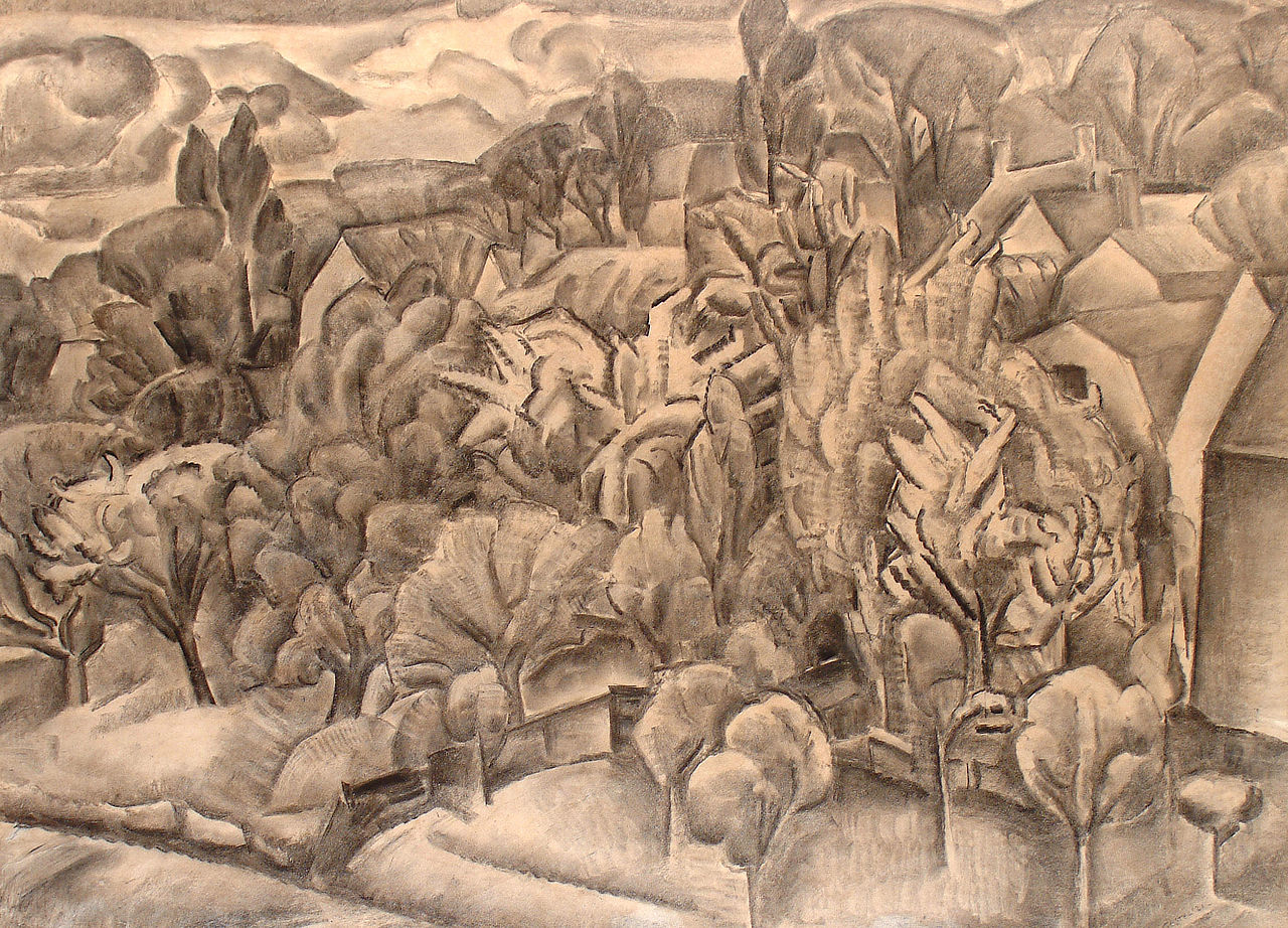 Houses in a landscape, vintage artwork by Leo Gestel, 12x8" (A4) Poster