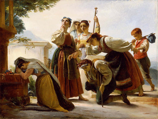 Pilgrimage in the Roman Campagna, vintage artwork by François Joseph Navez, 12x8" (A4) Poster