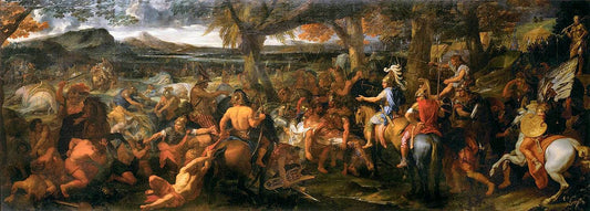 Life of Alexander the Great 4 - Alexander and Porus, vintage artwork by Charles Le Brun, 12x8" (A4) Poster