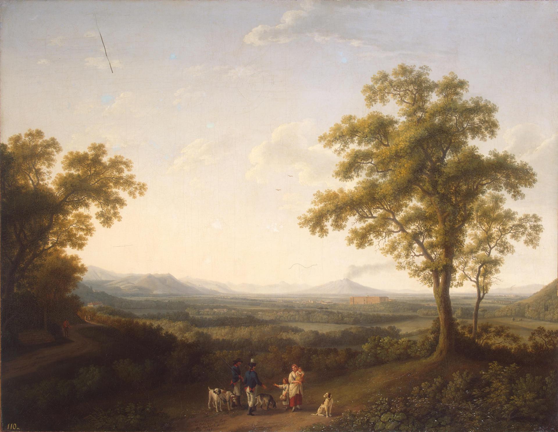 View of Caserta, vintage artwork by Jakob Philipp Hackert, 12x8" (A4) Poster