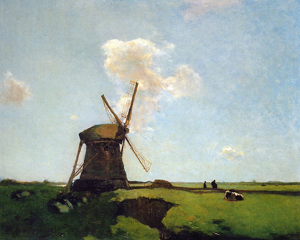 Polderlandscape, vintage artwork by Johan Hendrik Weissenbruch, 12x8" (A4) Poster