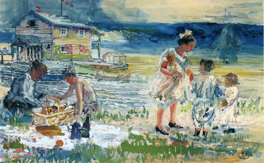 Picnic at the Beach by George (Pop) Overbury Hart,A3(16x12")Poster