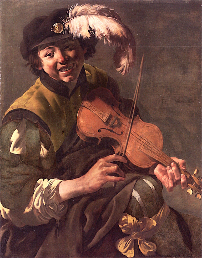 A Young Playing the Violin, vintage artwork by Hendrick Terbrugghen, 12x8" (A4) Poster