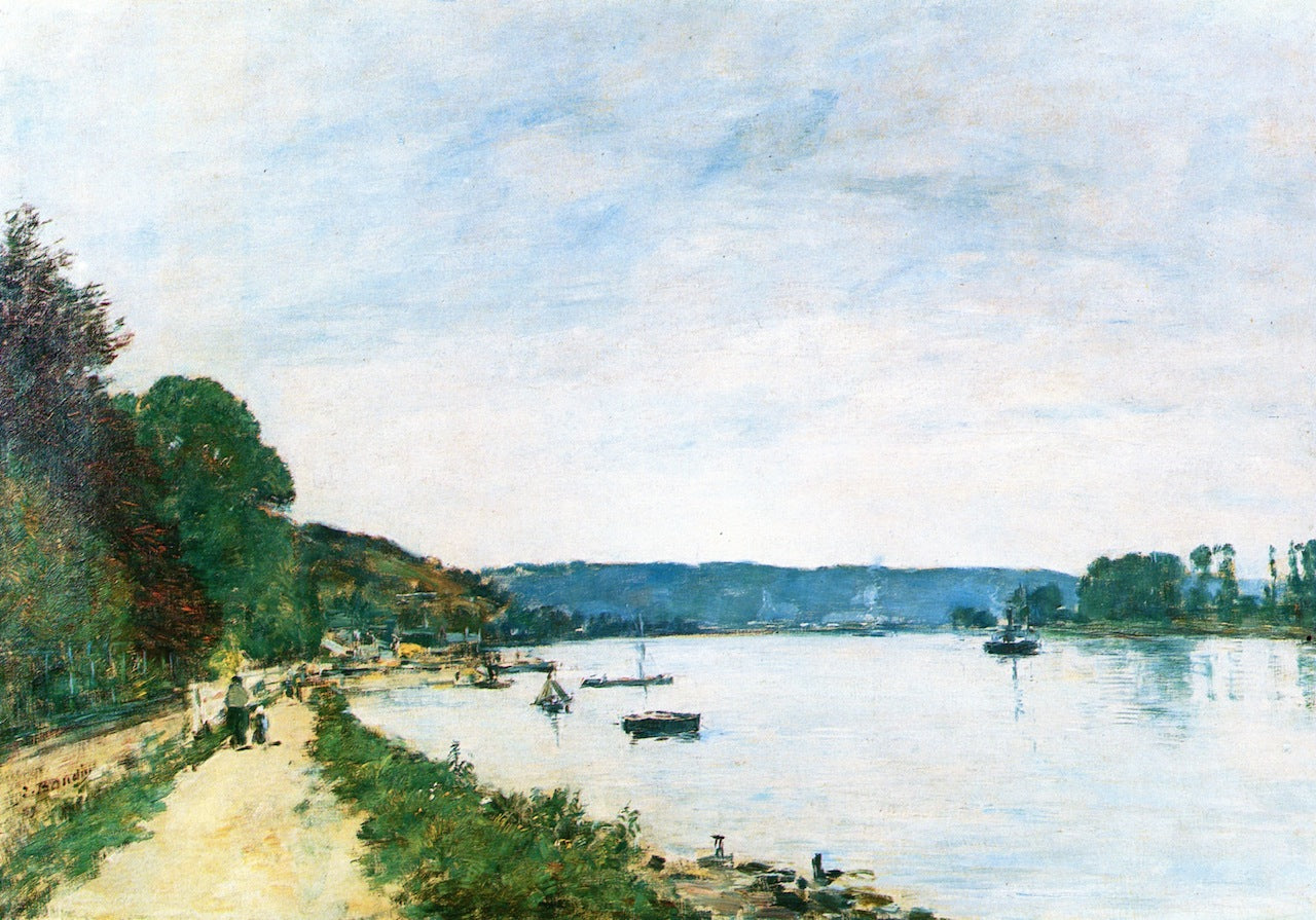Banks of the Seine, Caudebec-en-Caux, vintage artwork by Eugène-Louis Boudin, 12x8" (A4) Poster
