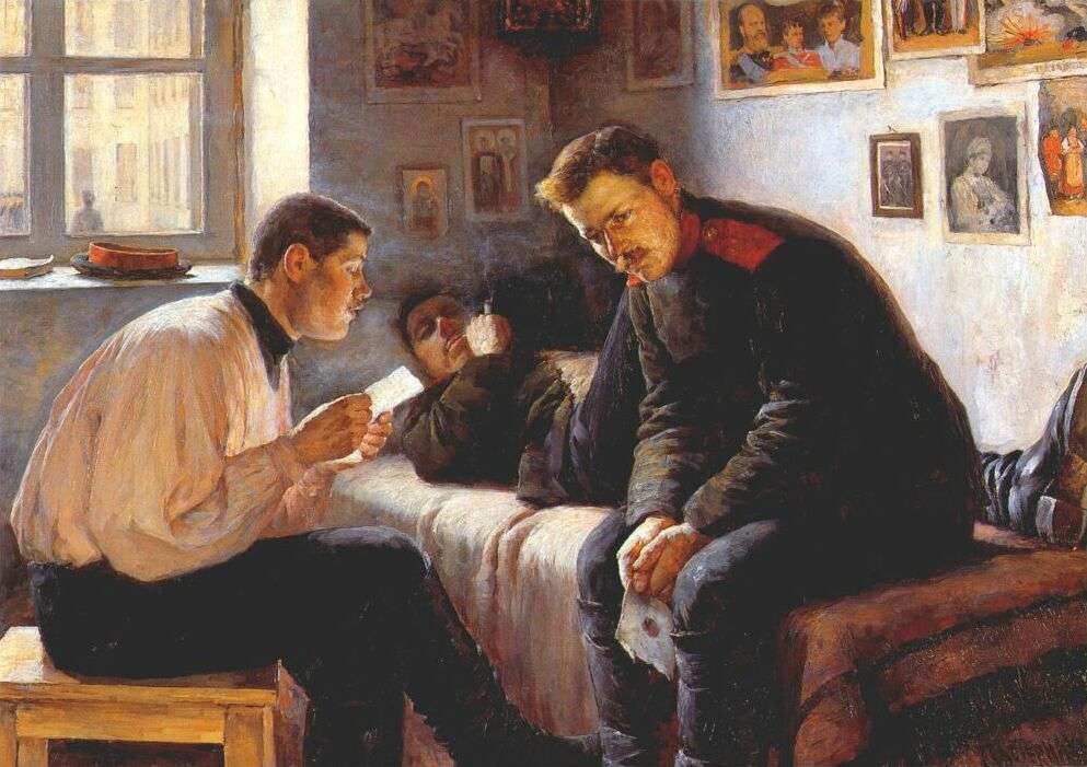 News from Home, vintage artwork by Leonid Osipovich Pasternak, 12x8" (A4) Poster
