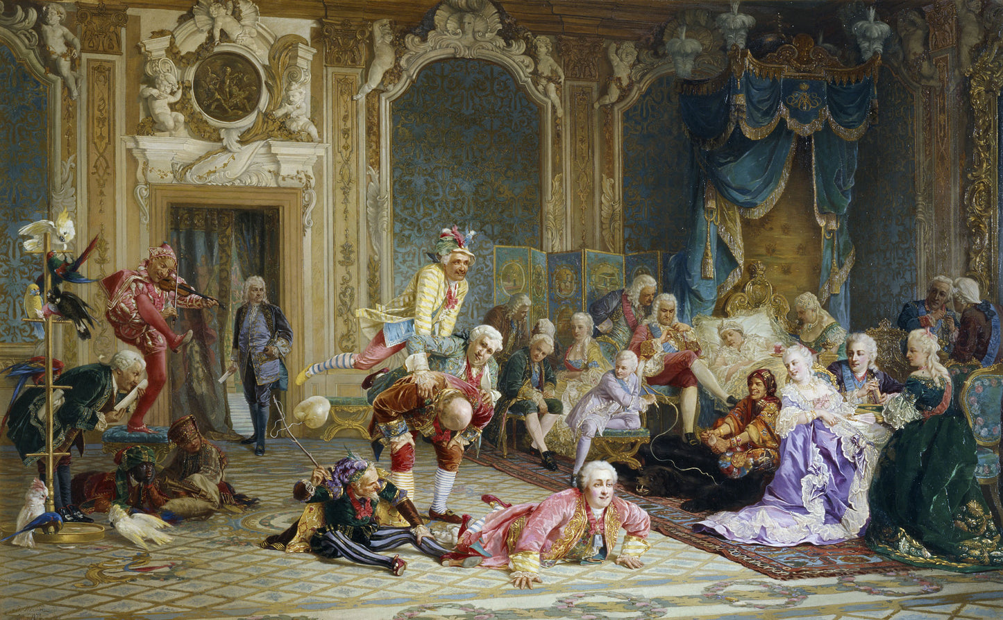 Jesters of Empress Anna Ioannovna, vintage artwork by Valery Yakobi, 12x8" (A4) Poster