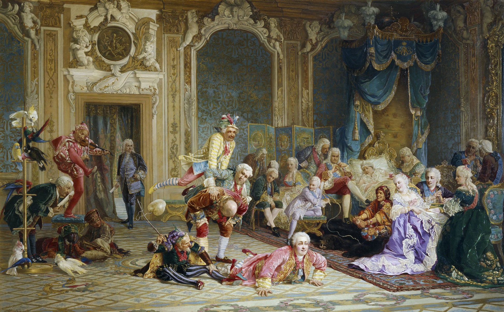 Jesters of Empress Anna Ioannovna, vintage artwork by Valery Yakobi, 12x8" (A4) Poster
