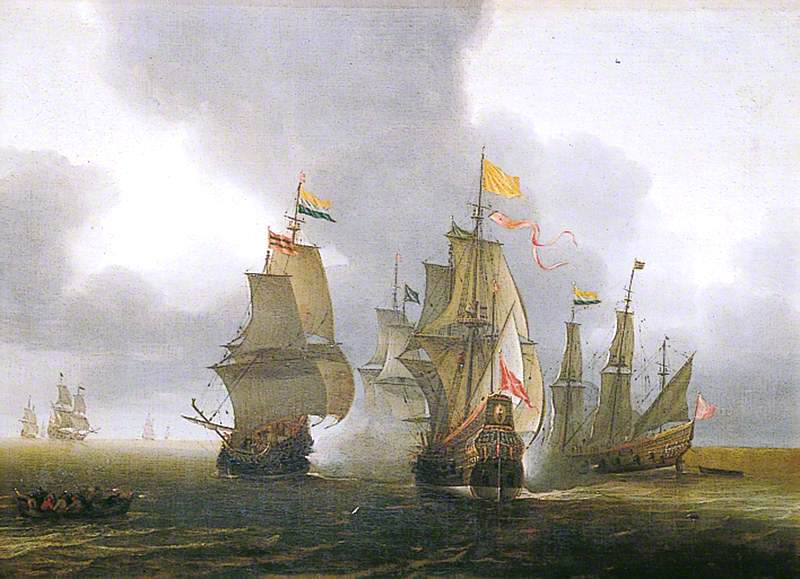 Sea Fight, vintage artwork by Charles Brooking, 12x8" (A4) Poster