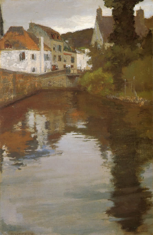 Canal Scene, Pont Aven, vintage artwork by Richard Edward Miller, 12x8" (A4) Poster