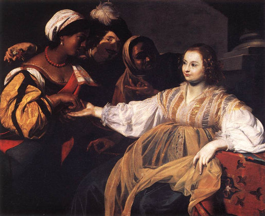 La diseuse de bonne aventure (The Fortune Teller), vintage artwork by Nicolas Regnier, 12x8" (A4) Poster