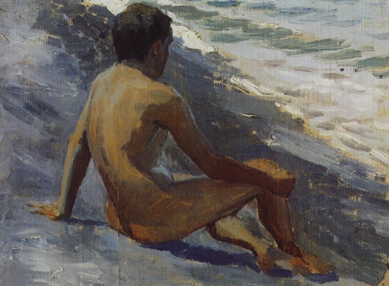 Boy on the Beach by Viktor Elpidiforovich Borisov-Musatov,A3(16x12")Poster