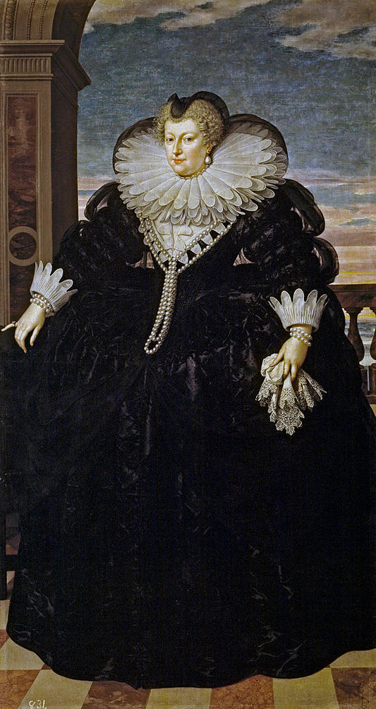 Marie de' Medici as Widow, vintage artwork by Frans Pourbus the Younger, 12x8" (A4) Poster