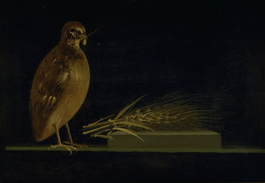 A Quail Eating an Ear of Corn, vintage artwork by Christen Købke, A3 (16x12") Poster Print