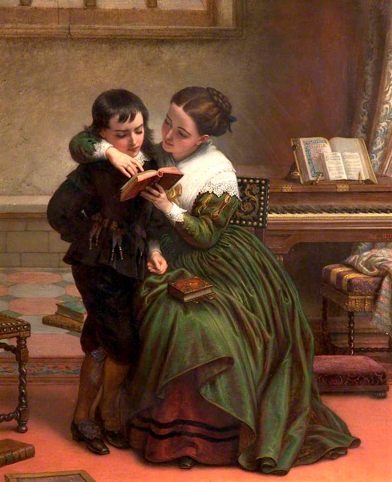 George Herbert and His Mother, vintage artwork by Charles West Cope, A3 (16x12") Poster Print