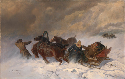 Into the Blizzard, vintage artwork by Nikolai Sverchkov, A3 (16x12") Poster Print