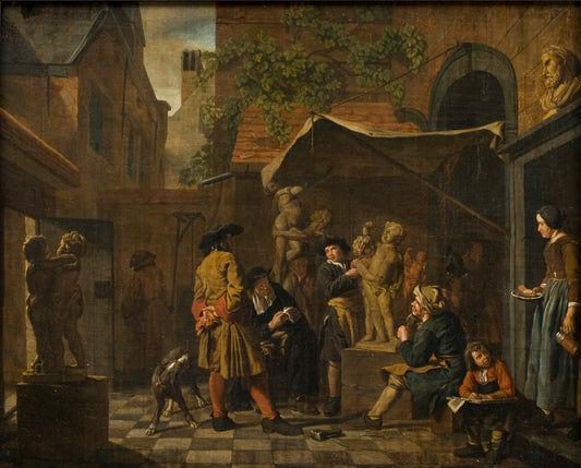 A Sculptor's Studio, vintage artwork by Jan Josef Horemans the Elder, 12x8" (A4) Poster