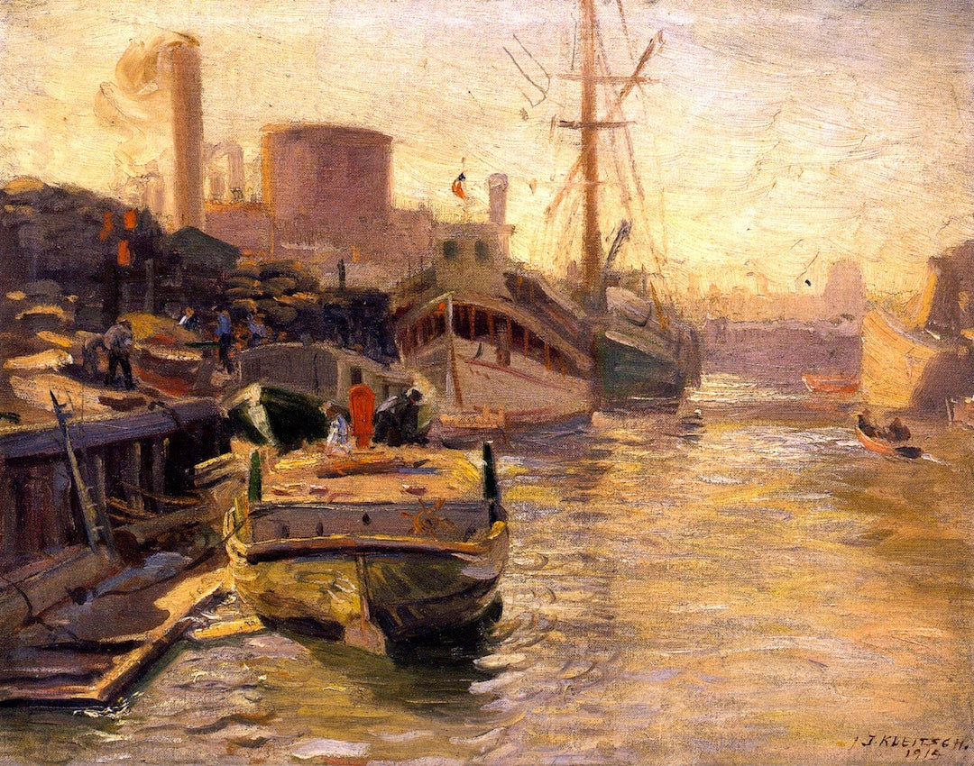 Chicago River, vintage artwork by Joseph Kleitsch, 12x8" (A4) Poster
