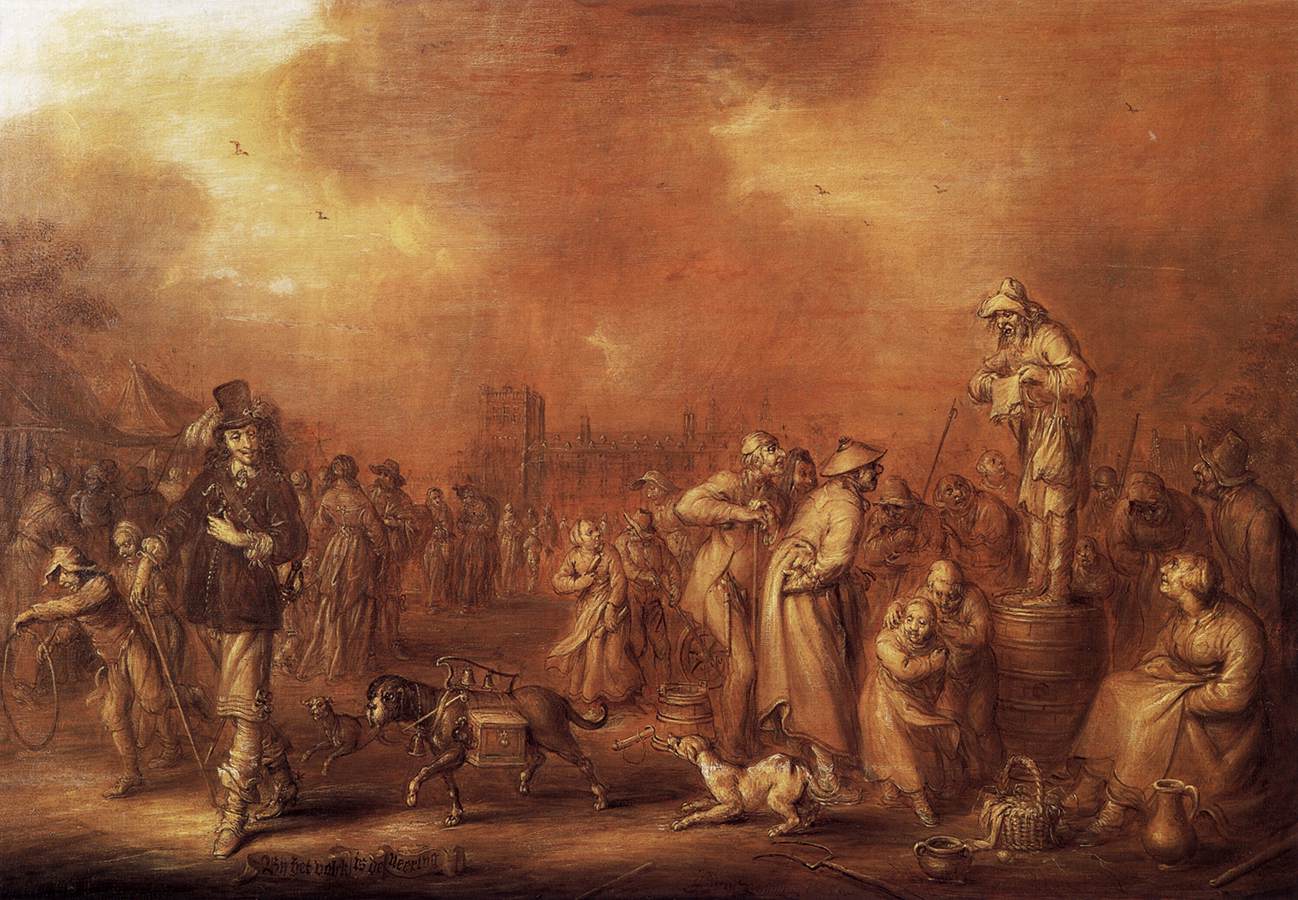 Where There Are People Money May Be Made, vintage artwork by Adriaen van de Venne, 12x8" (A4) Poster