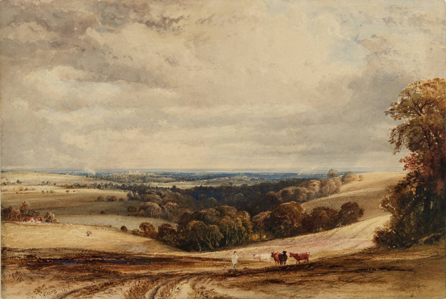 A View in Sussex, vintage artwork by Anthony Vandyke Copley Fielding, 12x8" (A4) Poster