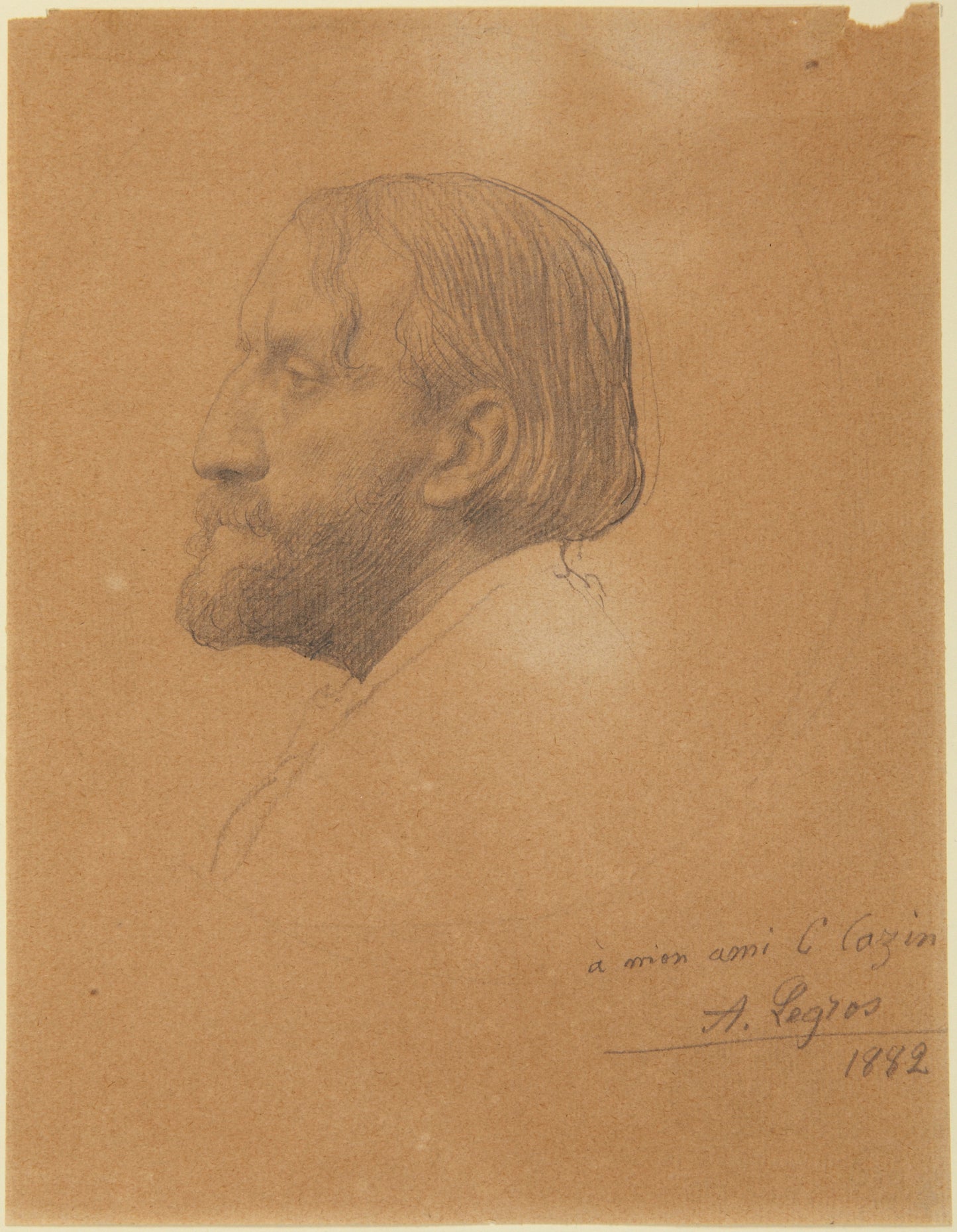 Portrait of Jean-Charles Cazin, vintage artwork by Alphonse Legros, 12x8" (A4) Poster