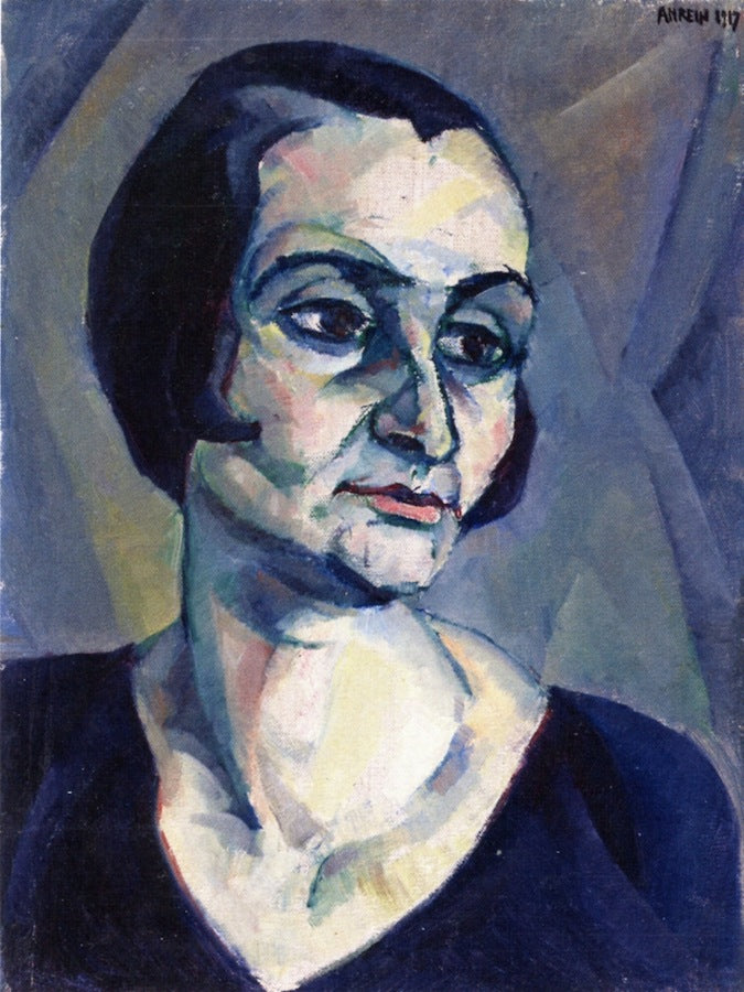 Expressionist Portrait of a Woman, vintage artwork by Robert Amrein, 12x8" (A4) Poster