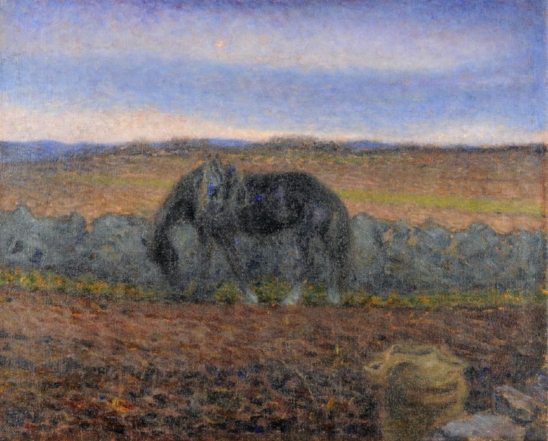 Landscape with Horse, vintage artwork by Nils Kreuger, 12x8" (A4) Poster