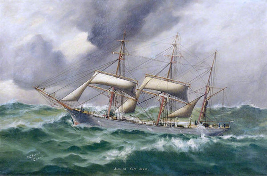 The 'Aberlemno' in a Gale, vintage artwork by Thomas G. Purvis, 12x8" (A4) Poster