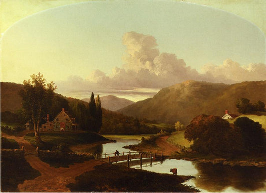 Fishing at a River's Bend, vintage artwork by Walter Mason Oddie, A3 (16x12") Poster Print