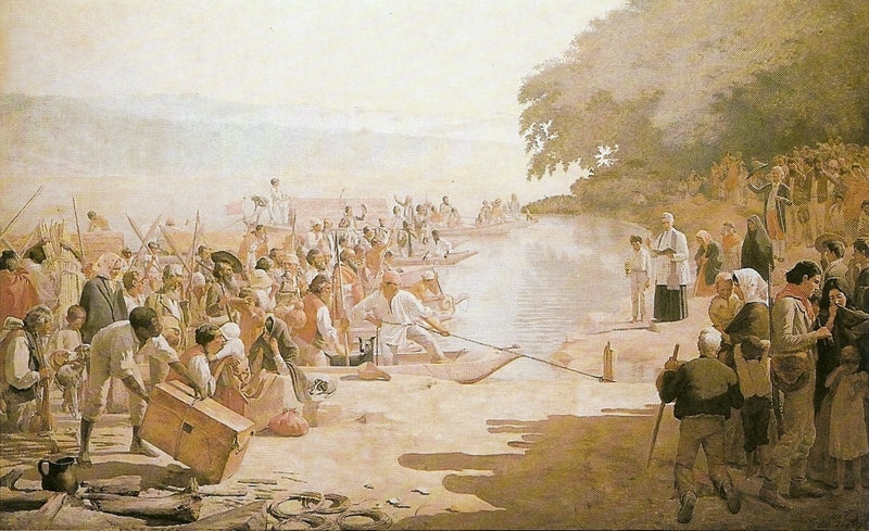 Monção departing, vintage artwork by Jose Ferraz de Almeida Junior, 12x8" (A4) Poster