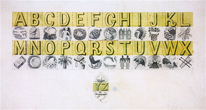 Design for Wedgwood Alphabet Mug, vintage artwork by Eric Ravilious, 12x8