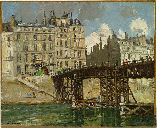 Old Bridge, Paris, vintage artwork by Julian Rossi Ashton, 12x8" (A4) Poster