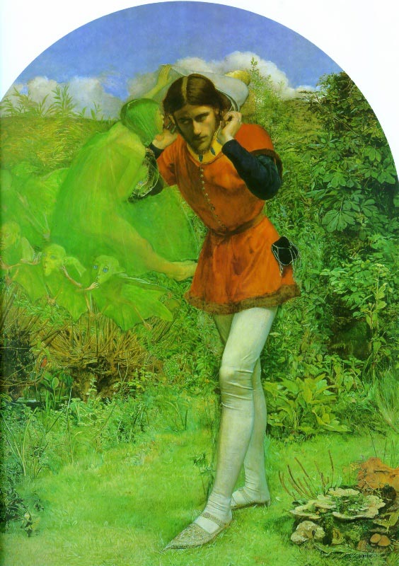 Ferdinand and Ariel, vintage artwork by Sir John Everett Millais, 12x8" (A4) Poster