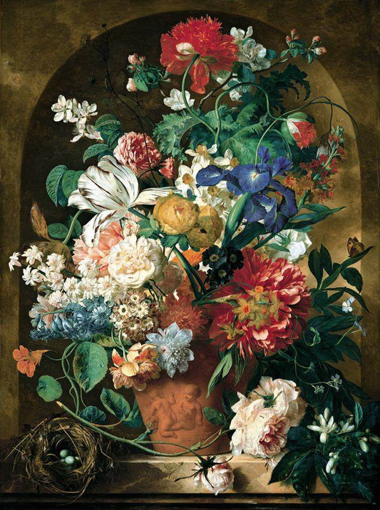 Still-Life of Flowers, vintage artwork by Jan van Huysum, 12x8" (A4) Poster