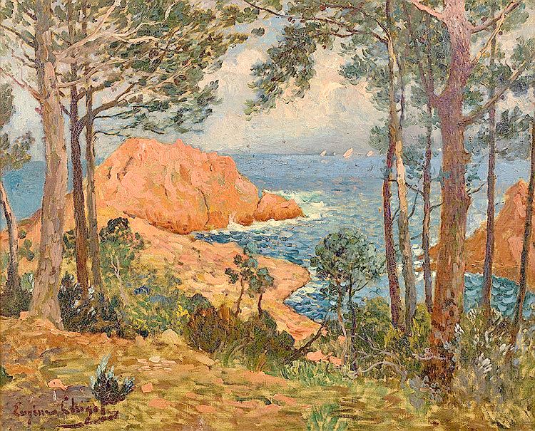The Red Cliffs by Eugene Chigot,A3(16x12")Poster