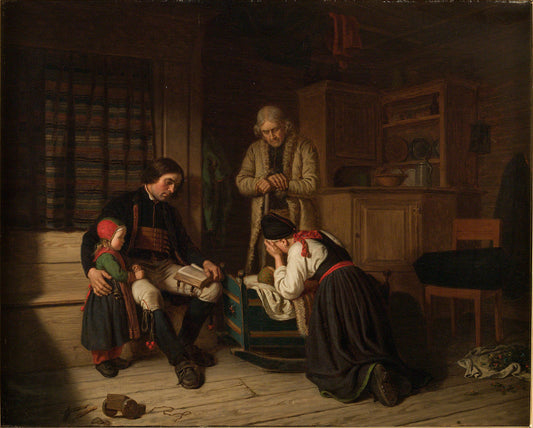 The Last Bed of the Little One, vintage artwork by Amalia Lindegren, A3 (16x12") Poster Print