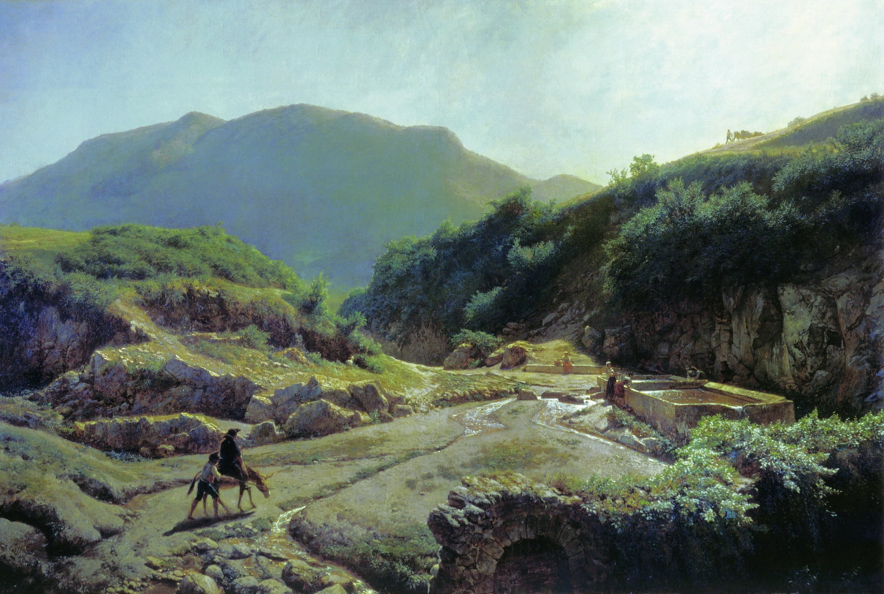 Fountain in the Outskirts of Rome, vintage artwork by Lev Lagorio, 12x8" (A4) Poster