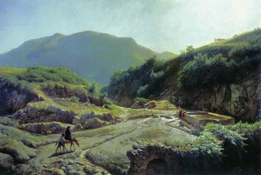 Fountain in the Outskirts of Rome, vintage artwork by Lev Lagorio, 12x8" (A4) Poster
